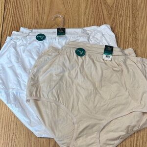 Vanity Fair Women's 2XL Size 9 Briefs - Classic White and Tan (Fawn) NWT